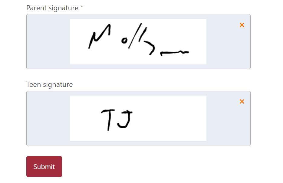 Asking for 2 electronic signatures in a consent form using Activity Messenger