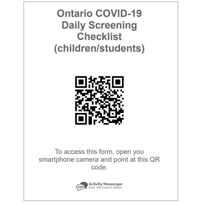 With Activity Messenger you can print the QR code of a COVID form and post it near the entrance of your class