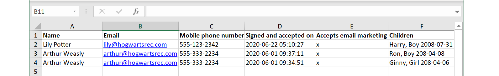 Exporting signed waivers in Excel with Activity Messenger