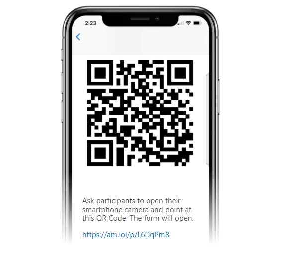 With Activity Messenger you can send the QR code of a form by email or text message to a coach or instructor.